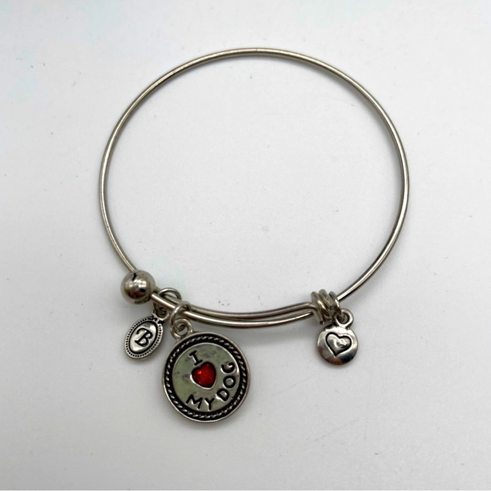 Brighton silver tone “I Love My Dog” bangle bracelet
